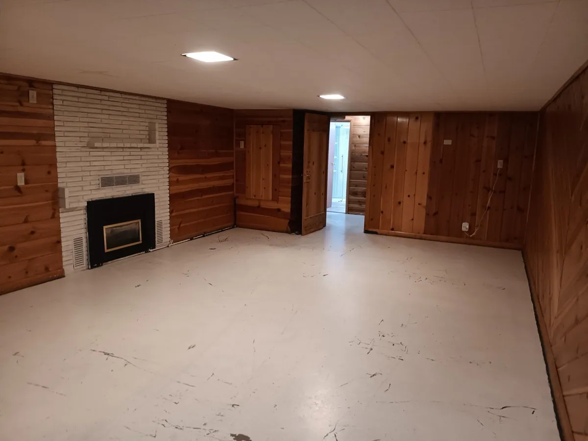 Lower level, wide view before renovation